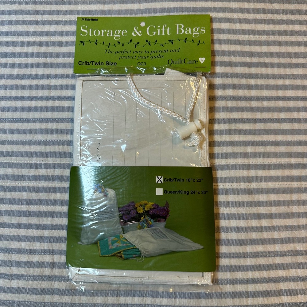 Fairfield QuiltCare‎ Storage and Gift Bag Crib Twin Size QC3 Cream 18x22 New